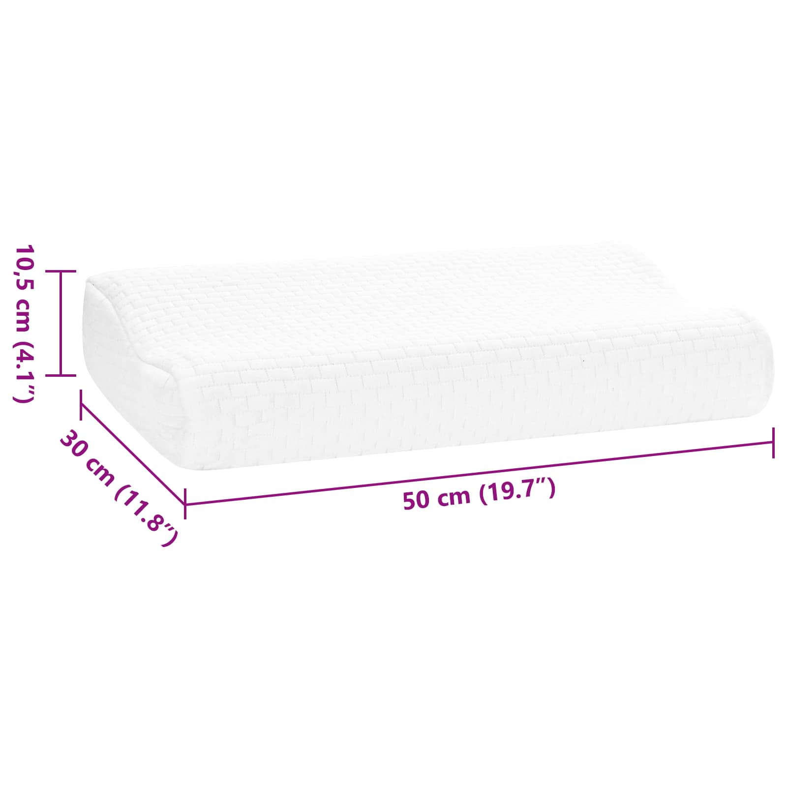 Cuscino da Letto Bianco 50 x 30 x 10,5 cm Schiuma Memory