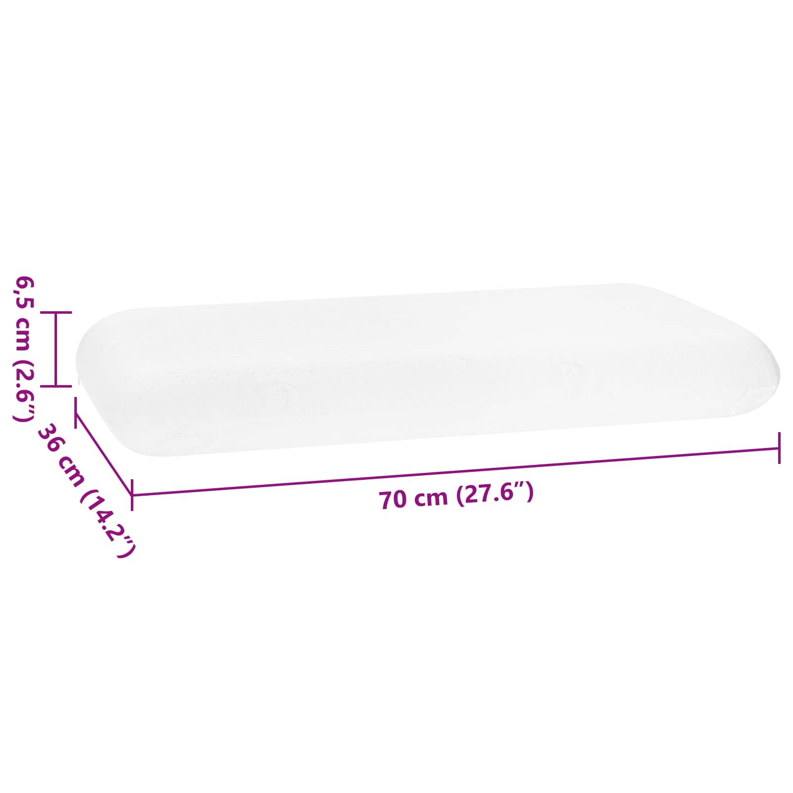 Cuscino da Letto Bianco 70 x 36 x 6,5 cm Schiuma Memory