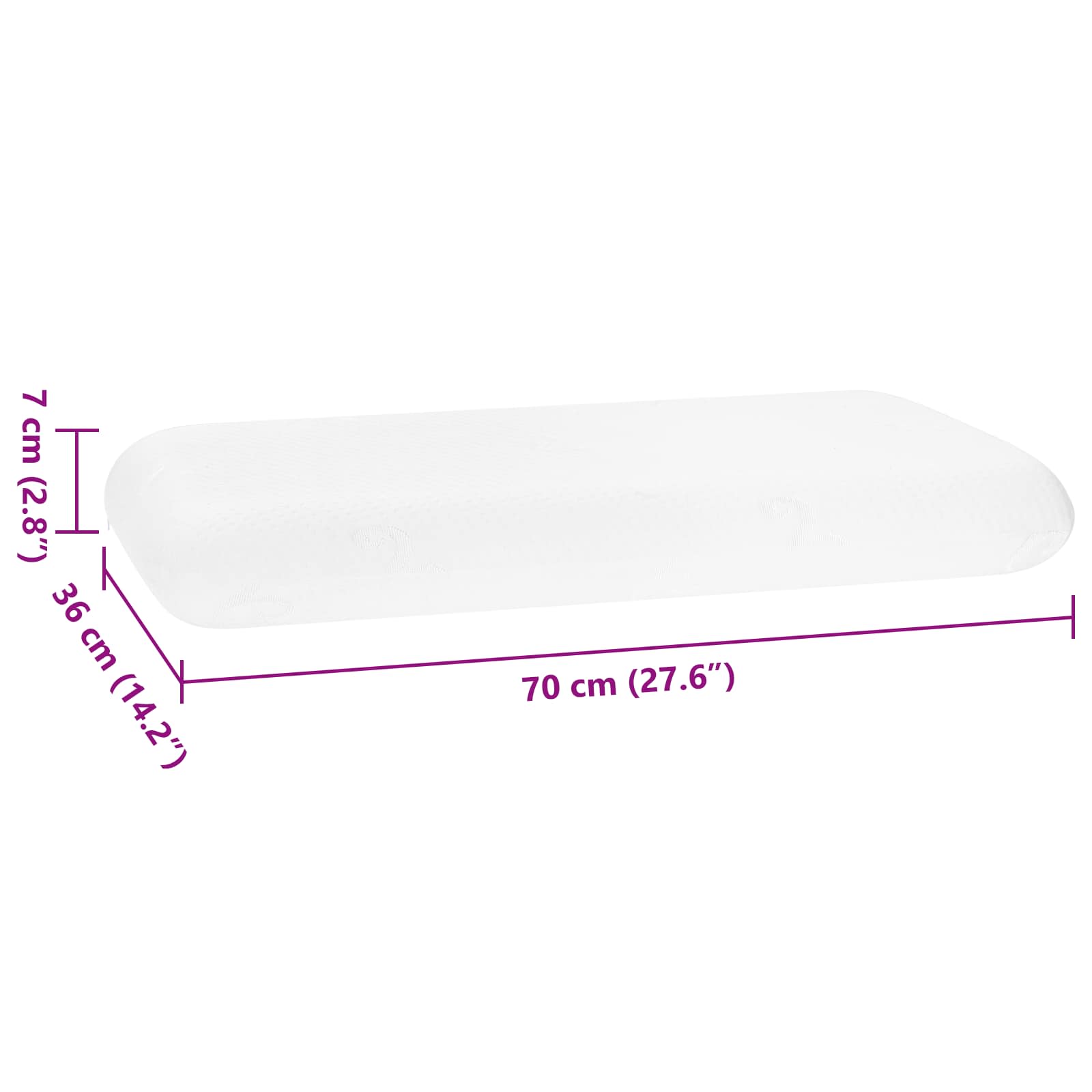 Cuscino da Letto Bianco 70 x 36 x 7 cm Schiuma Memory