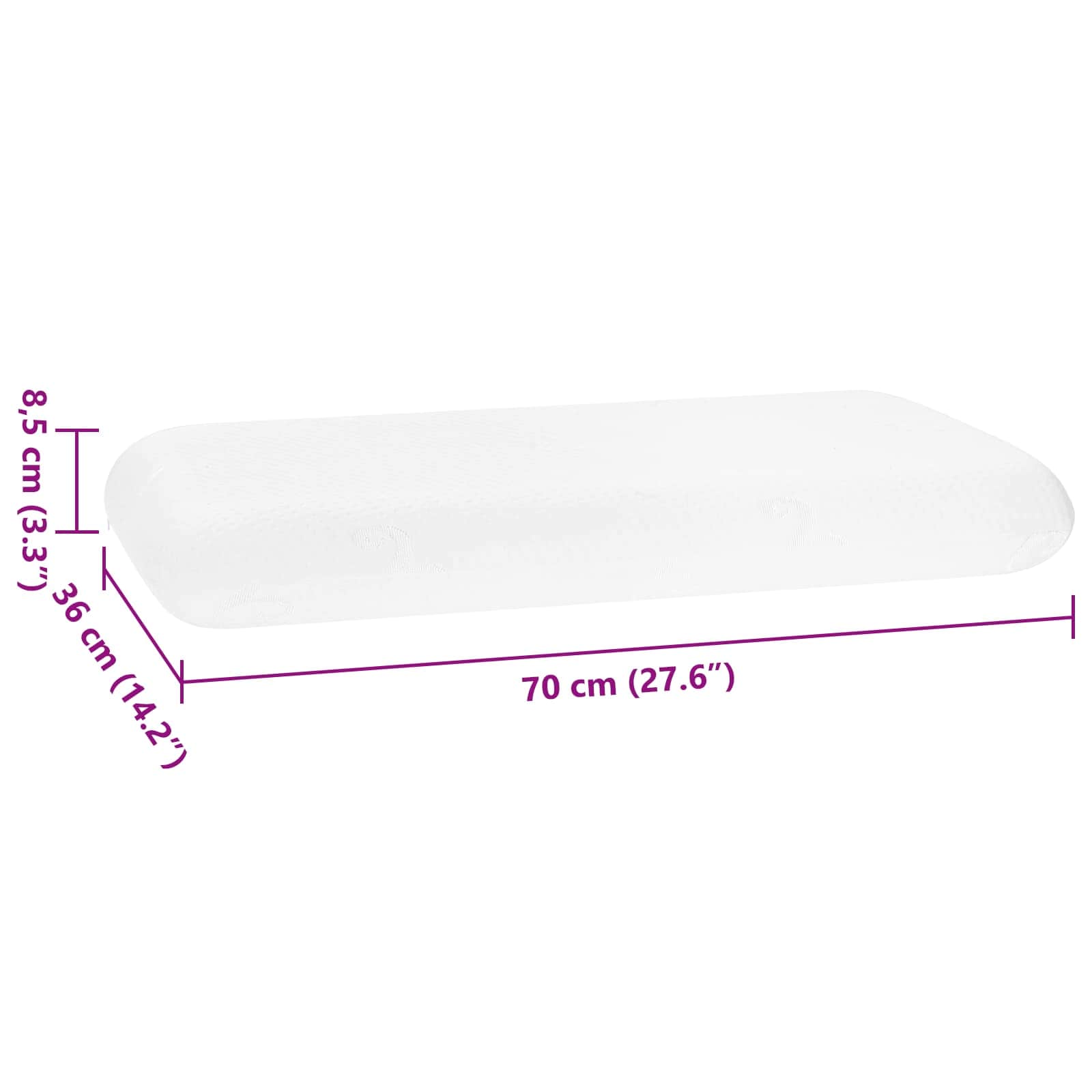 Cuscino da Letto Bianco 70 x 36 x 8,5 cm Schiuma Memory
