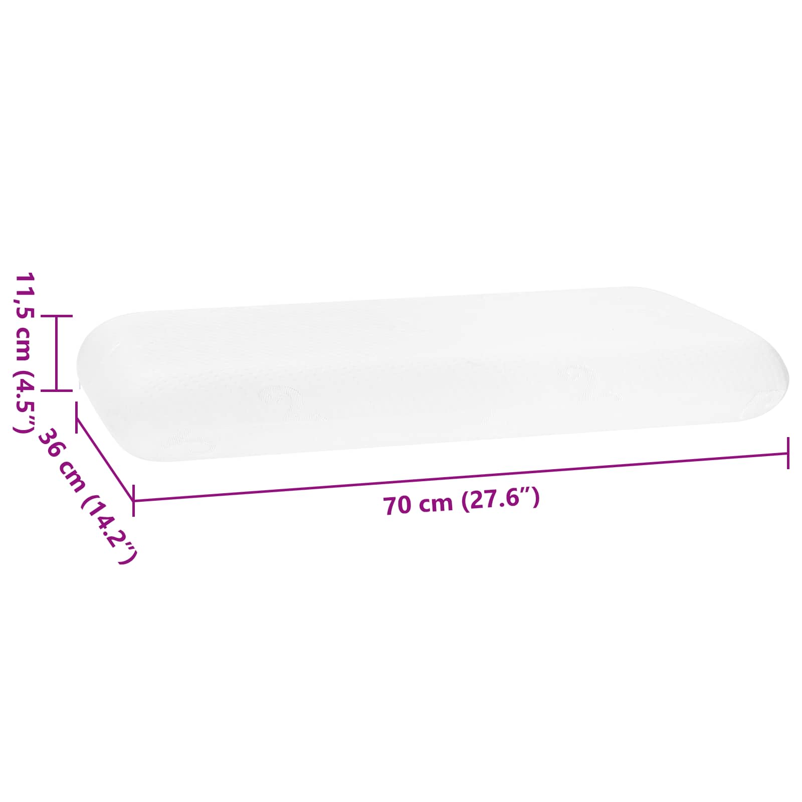Cuscino da Letto Bianco 70 x 36 x 11,5 cm Schiuma Memory