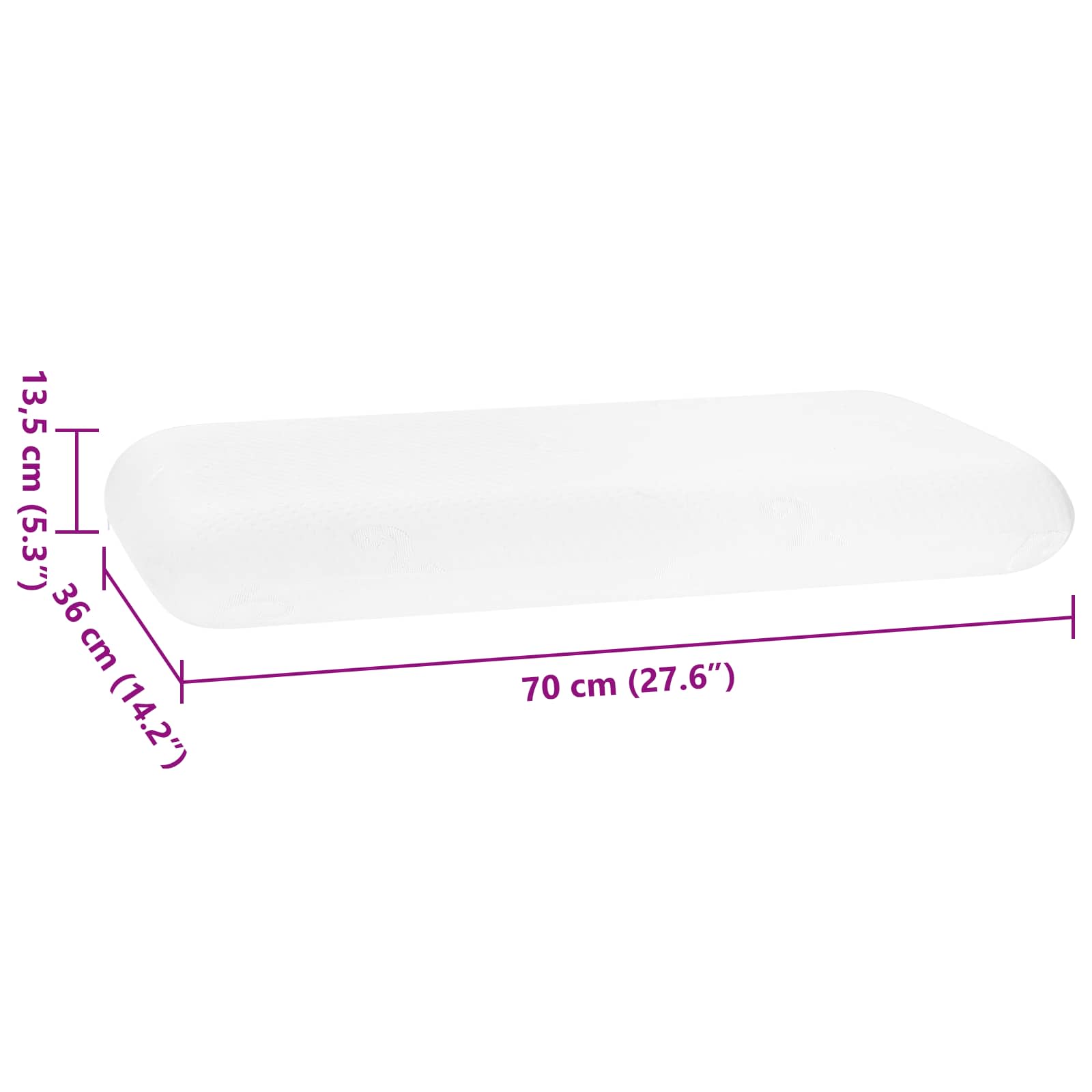 Cuscino da Letto Bianco 70 x 36 x 13,5 cm Schiuma Memory