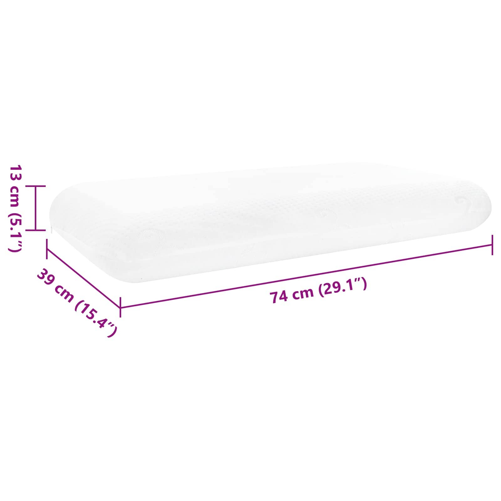 Cuscino da Letto Bianco 74 x 39 x 13 cm Schiuma Memory