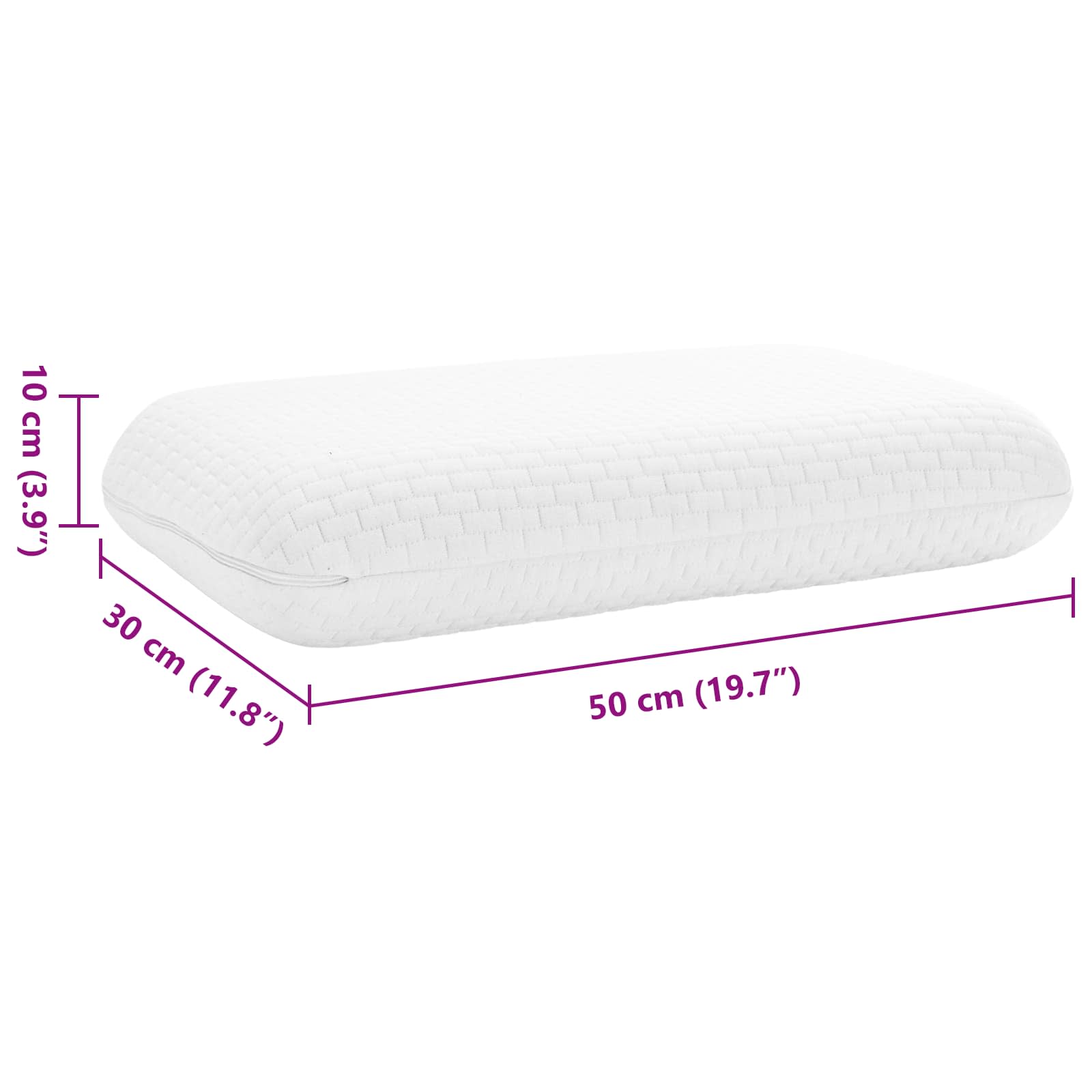 Cuscino da Letto Bianco 50 x 30 x 10 cm Schiuma Memory