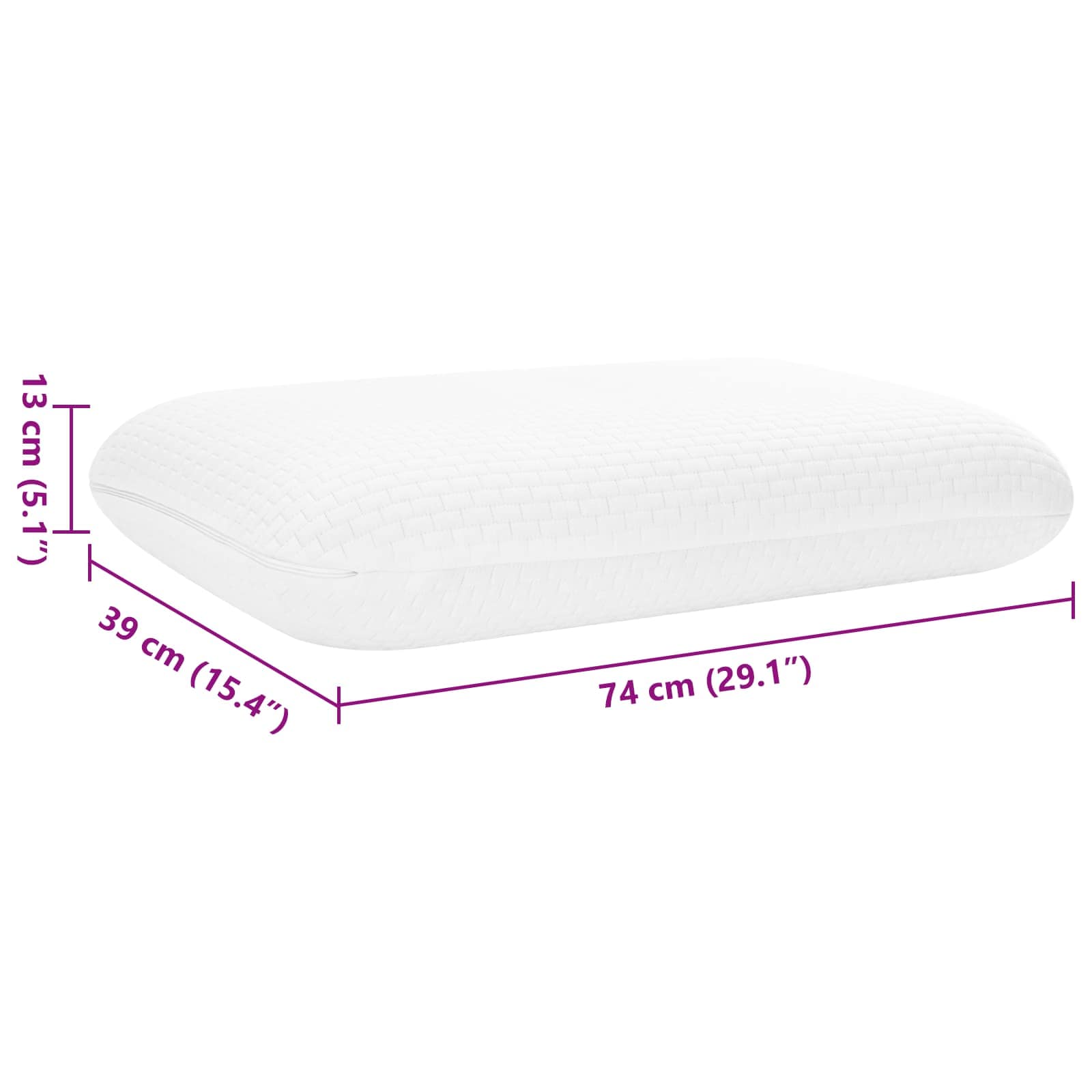 Cuscino da Letto Bianco 74 x 39 x 13 cm Schiuma Memory