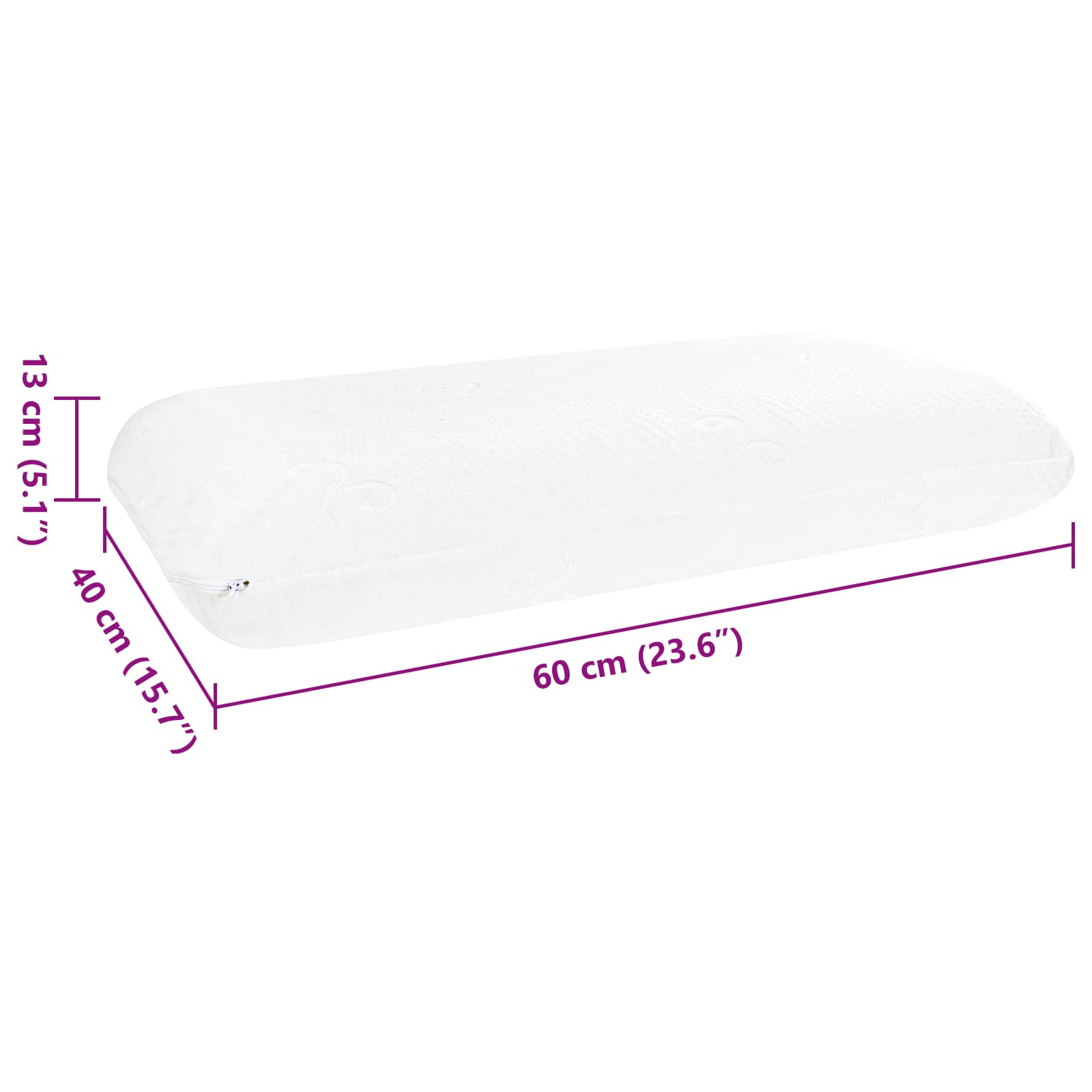 Cuscino da Letto Bianco 60 x 40 x 13 cm Schiuma Memory in Gel