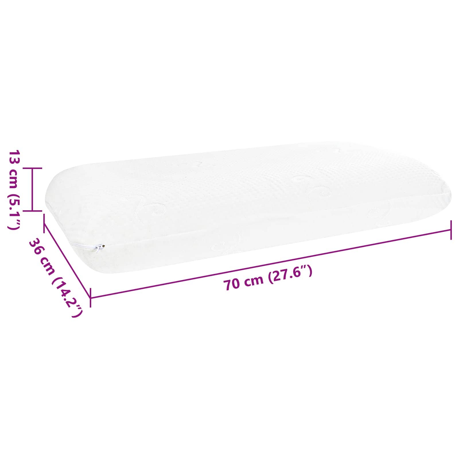 Cuscino da Letto Bianco 70 x 36 x 13 cm Schiuma Memory in Gel