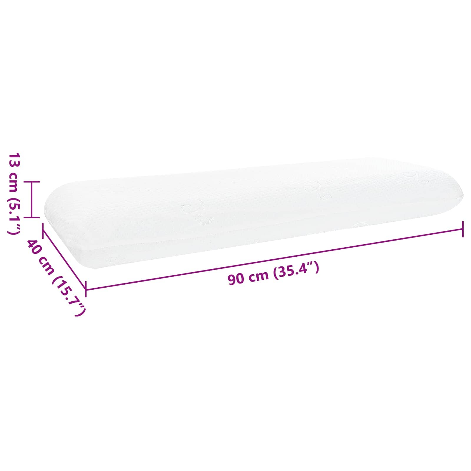 Cuscino da Letto Bianco 90 x 40 x 13 cm Schiuma Memory in Gel