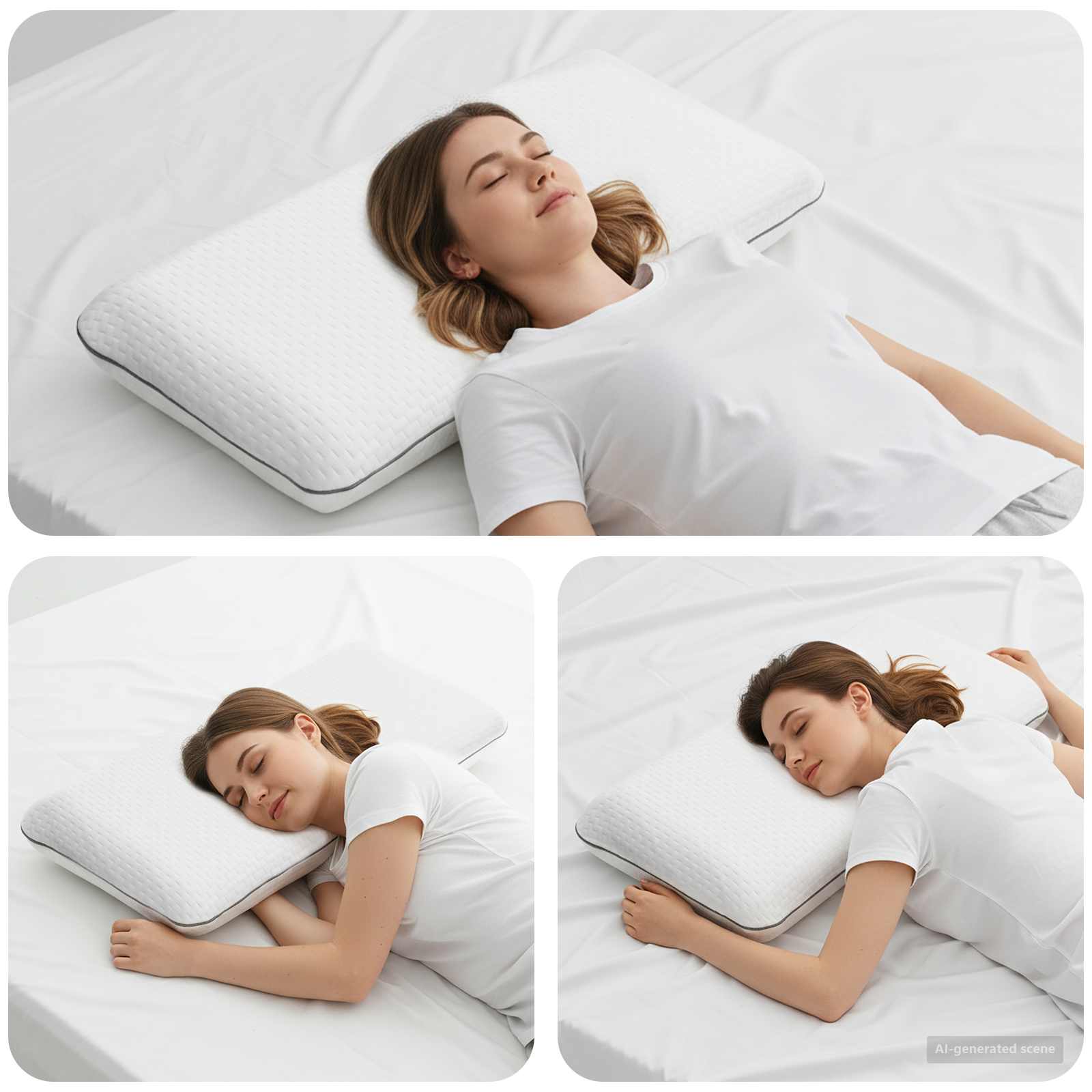 Cuscino da Letto Tinta unita Bianco 70 x 35 x 10 cm Schiuma Gel