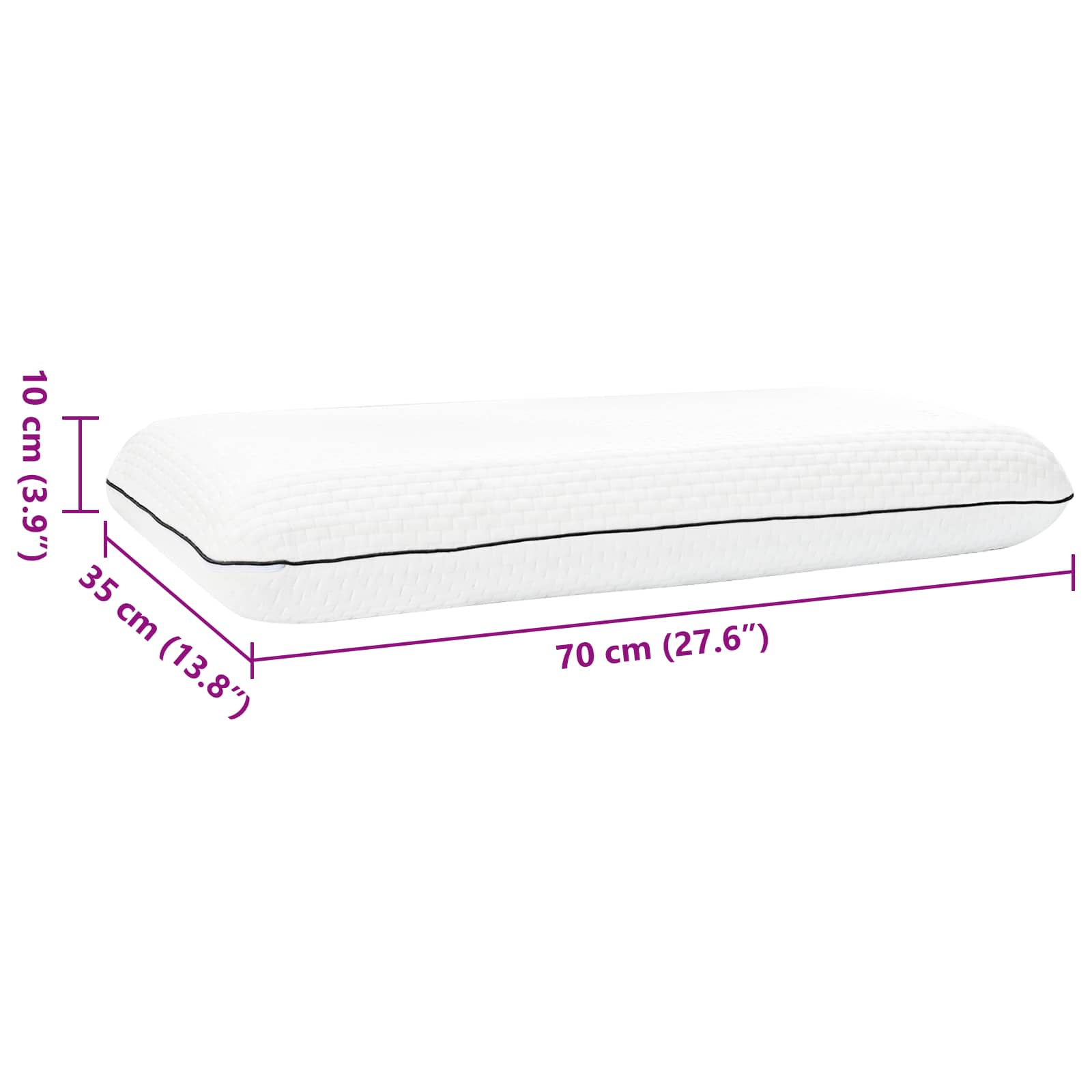 Cuscino da Letto Tinta unita Bianco 70 x 35 x 10 cm Schiuma Gel