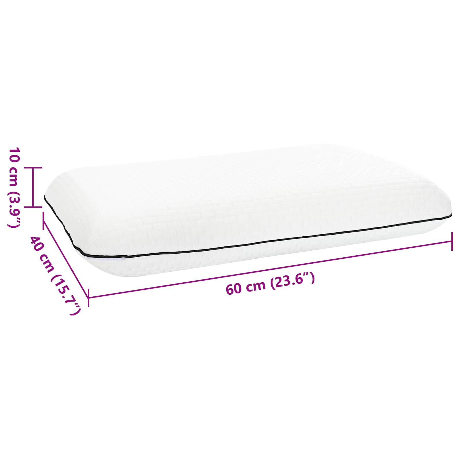Cuscino da Letto Tinta unita Bianco 60 x 40 x 10 cm Schiuma Gel