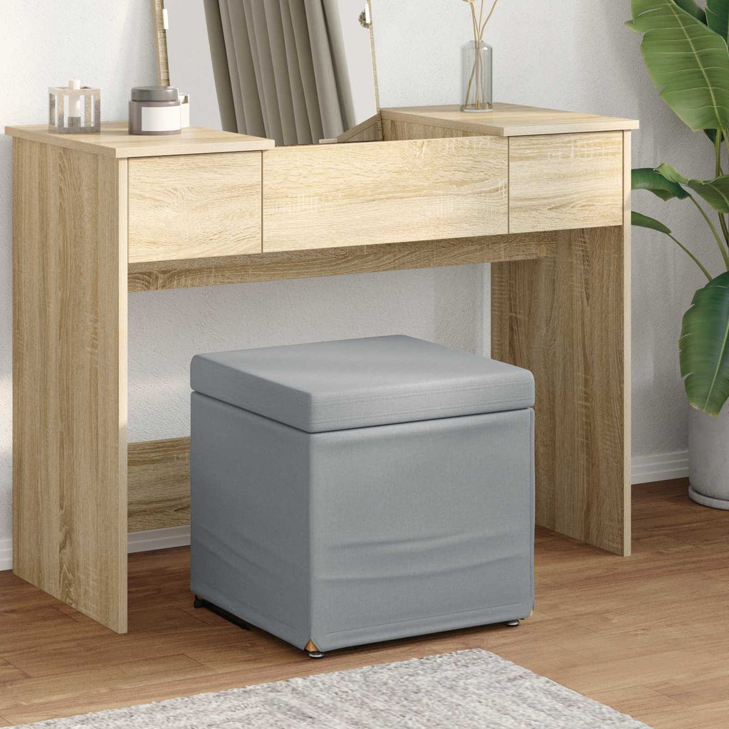Pouf Grigio chiaro Tessuto e Legno Ingegnerizzato