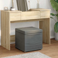 Pouf Grigio scuro Tessuto e Legno Ingegnerizzato