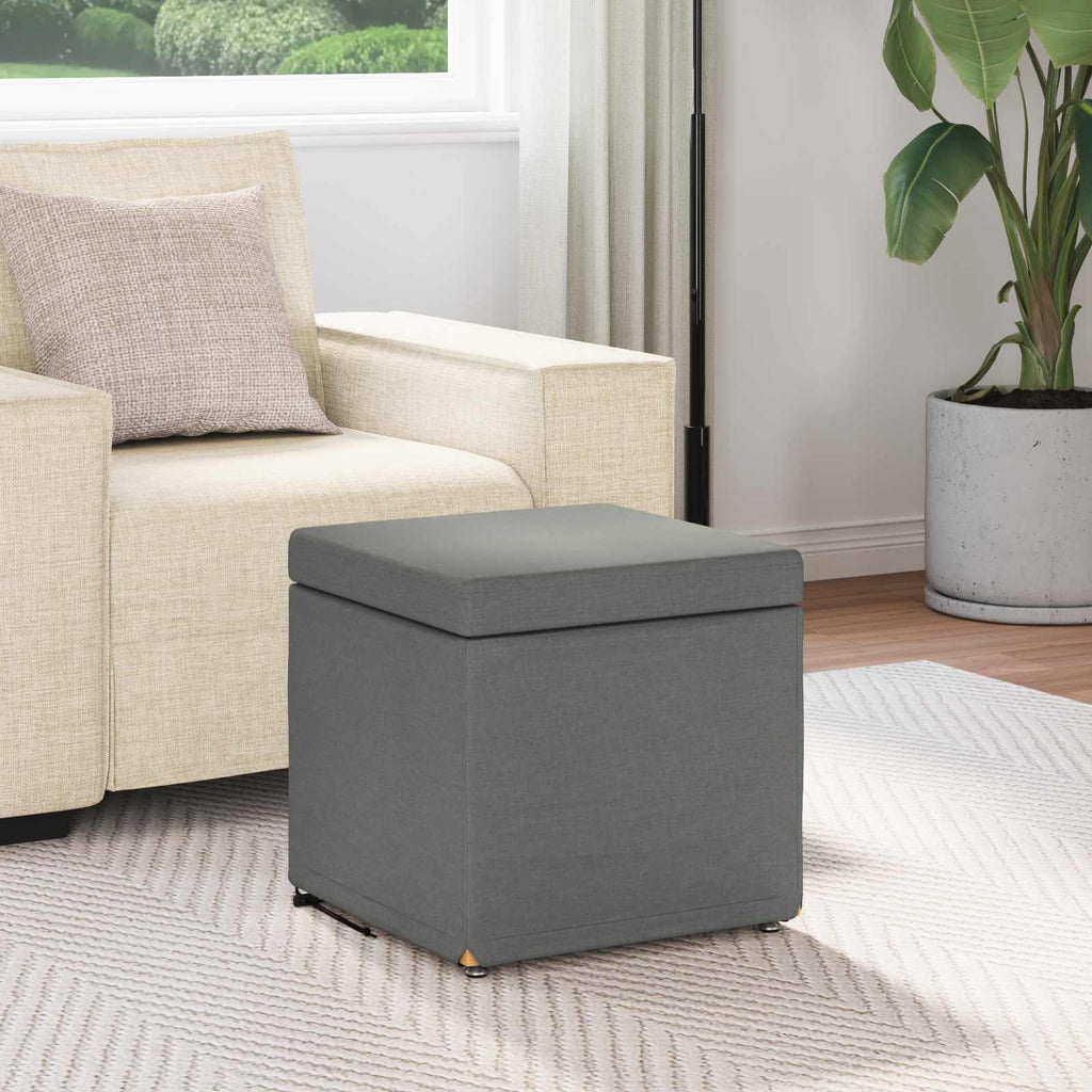 Pouf Grigio scuro Tessuto e Legno Ingegnerizzato