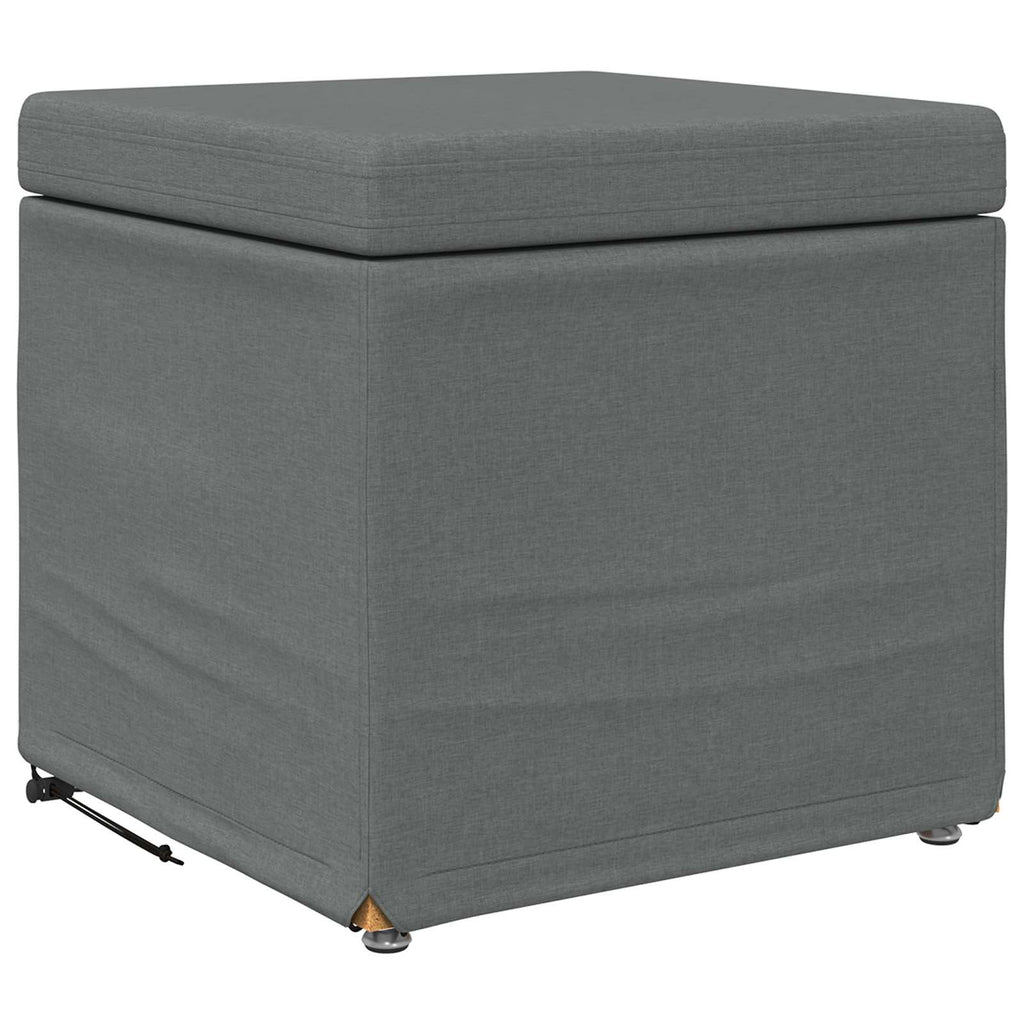 Pouf Grigio scuro Tessuto e Legno Ingegnerizzato