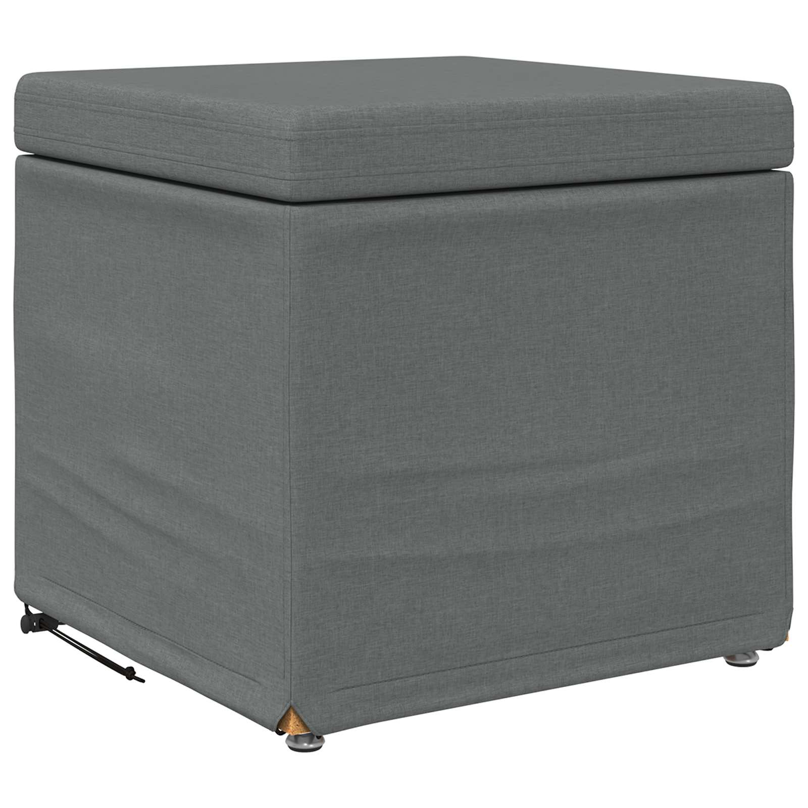 Pouf Grigio scuro Tessuto e Legno Ingegnerizzato