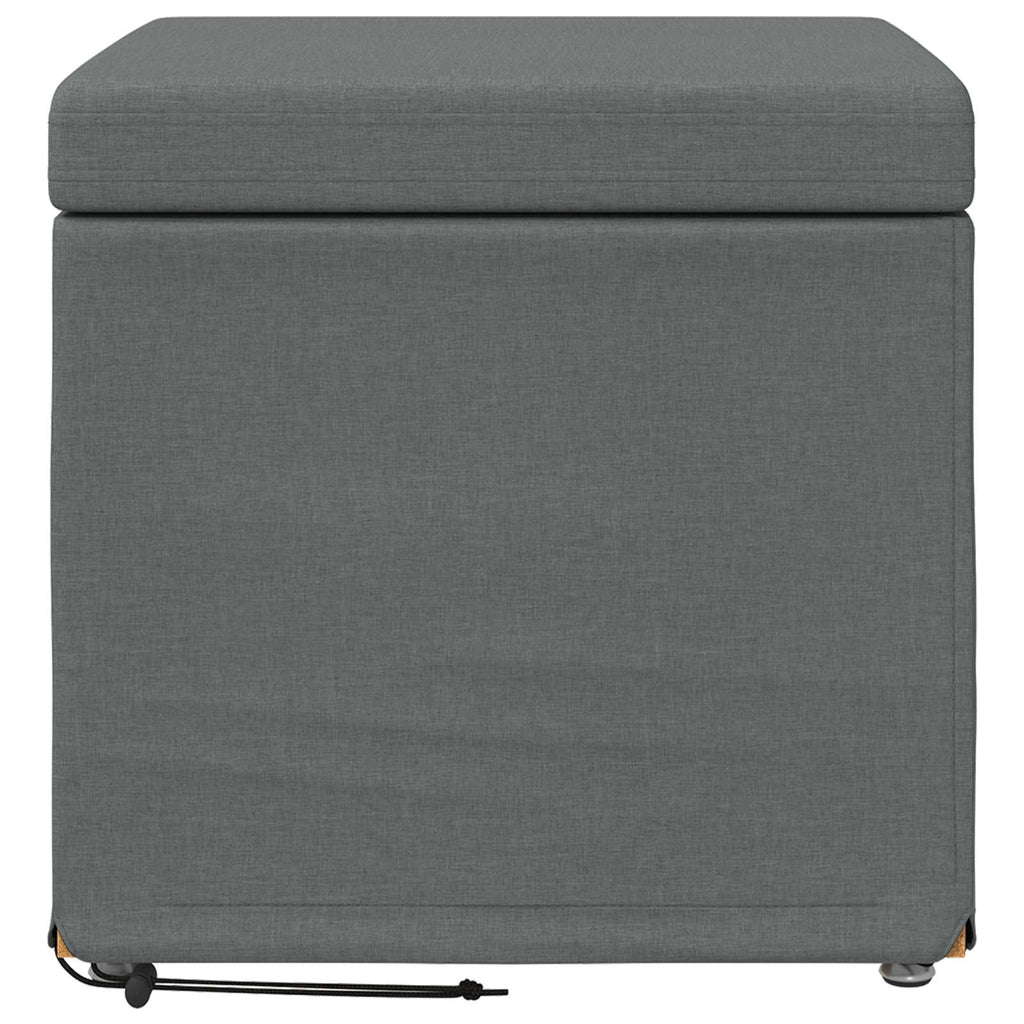 Pouf Grigio scuro Tessuto e Legno Ingegnerizzato