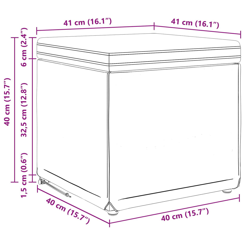 Pouf Grigio scuro Tessuto e Legno Ingegnerizzato