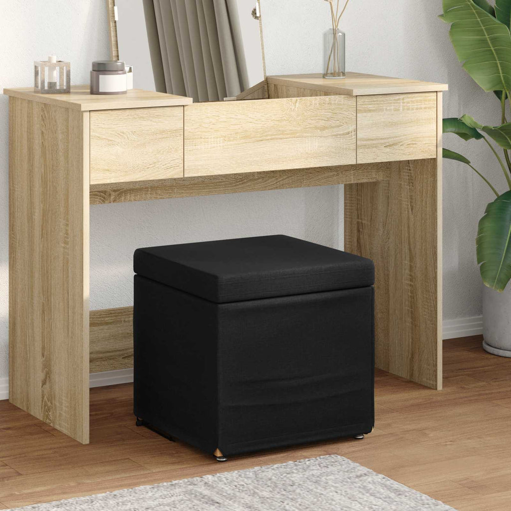 Pouf Nero 41 x 41 x 40 cm Tessuto e Legno Ingegnerizzato