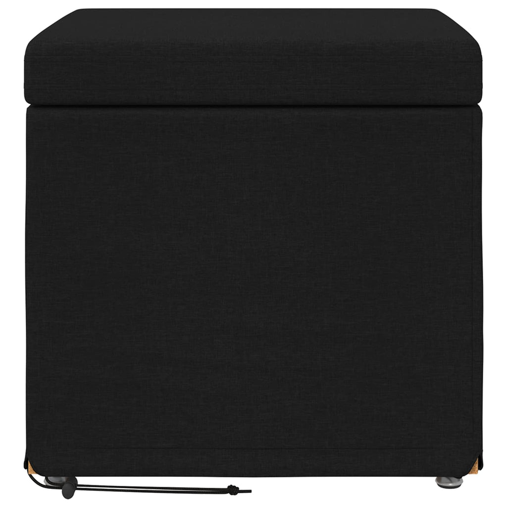 Pouf Nero 41 x 41 x 40 cm Tessuto e Legno Ingegnerizzato