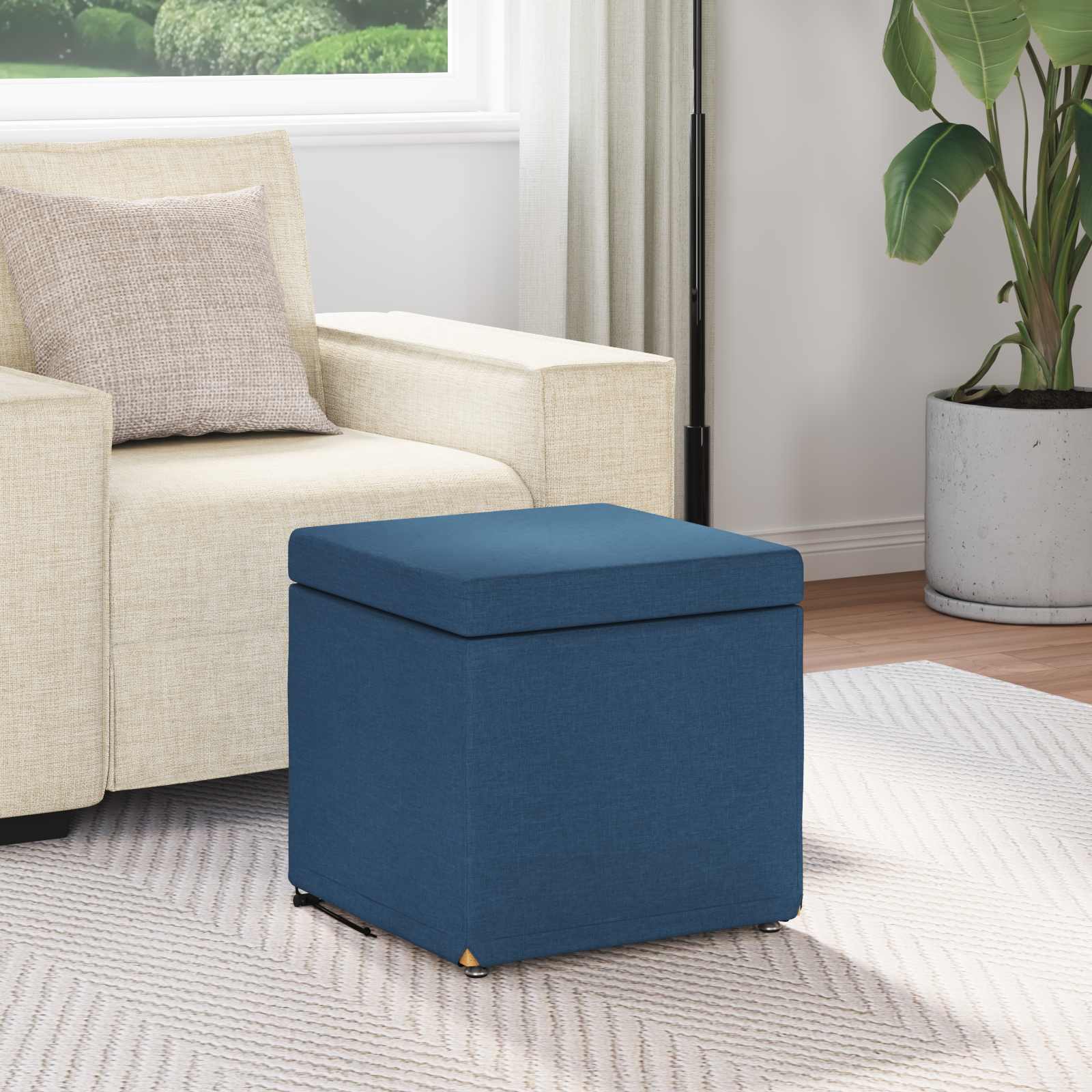 Pouf Blu 41 x 41 x 40 cm Tessuto e Legno Ingegnerizzato