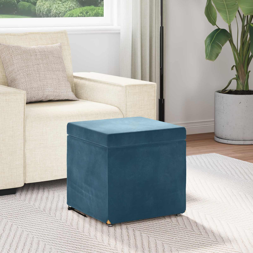 Pouf Blu 41 x 41 x 40 cm Velluto e Legno Ingegnerizzato