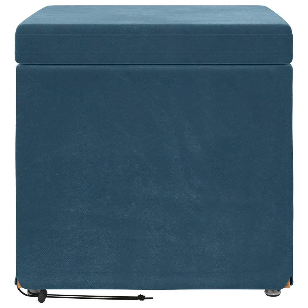 Pouf Blu 41 x 41 x 40 cm Velluto e Legno Ingegnerizzato