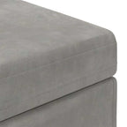 Pouf Grigio chiaro Velluto e Legno Ingegnerizzato
