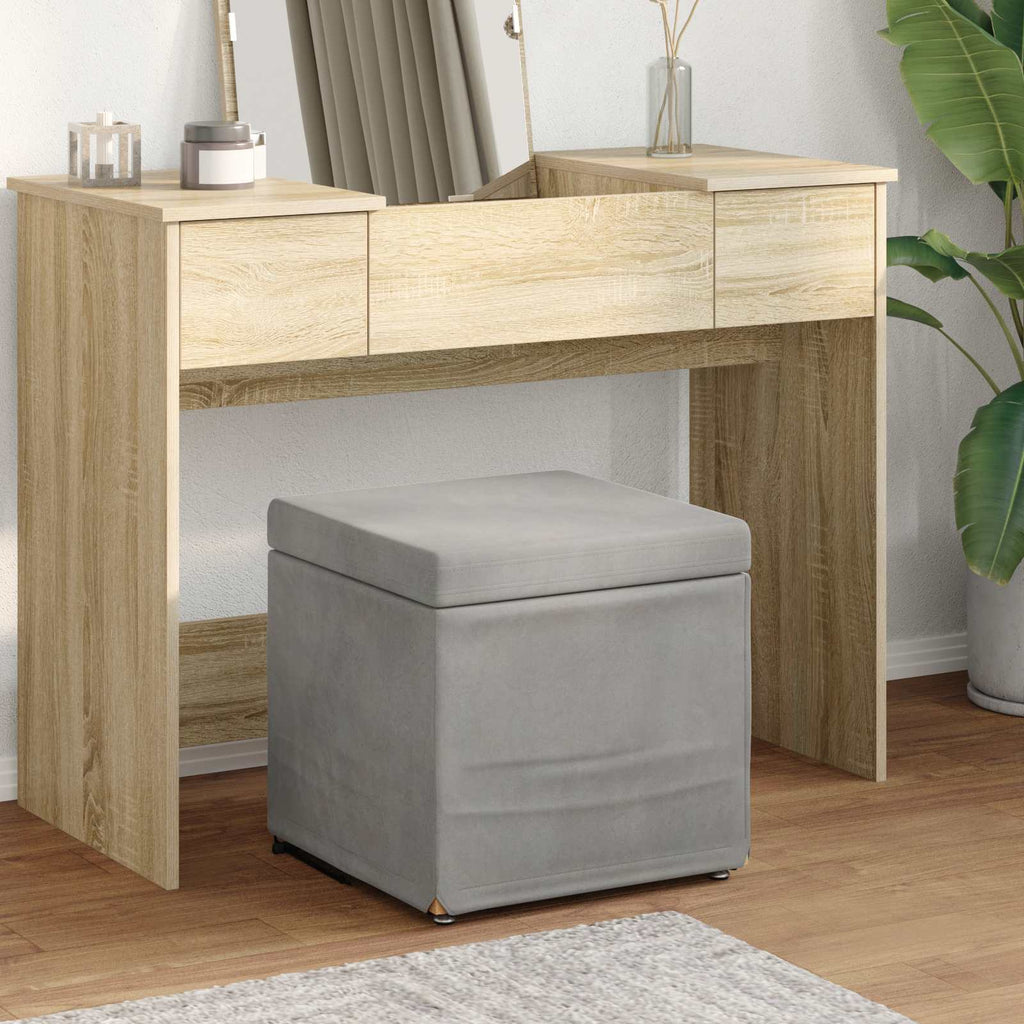 Pouf Grigio chiaro Velluto e Legno Ingegnerizzato