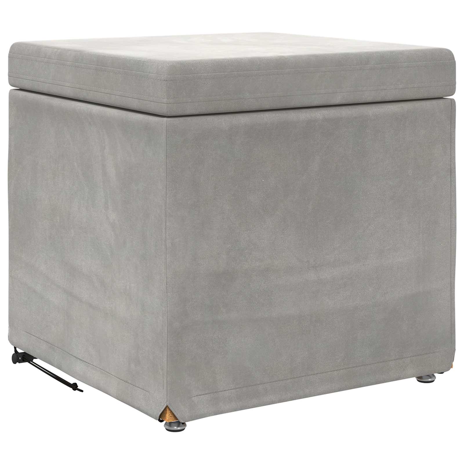 Pouf Grigio chiaro Velluto e Legno Ingegnerizzato