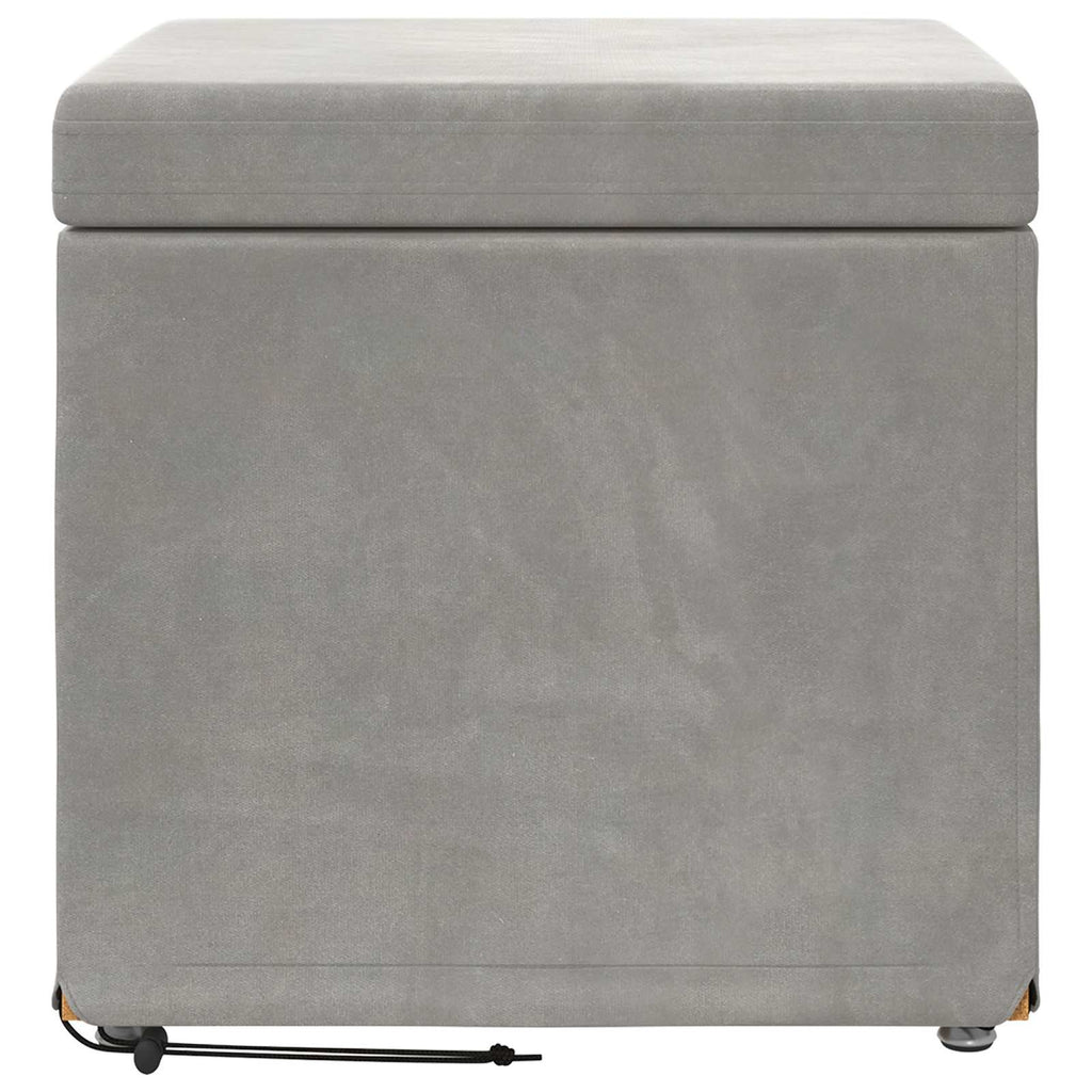 Pouf Grigio chiaro Velluto e Legno Ingegnerizzato