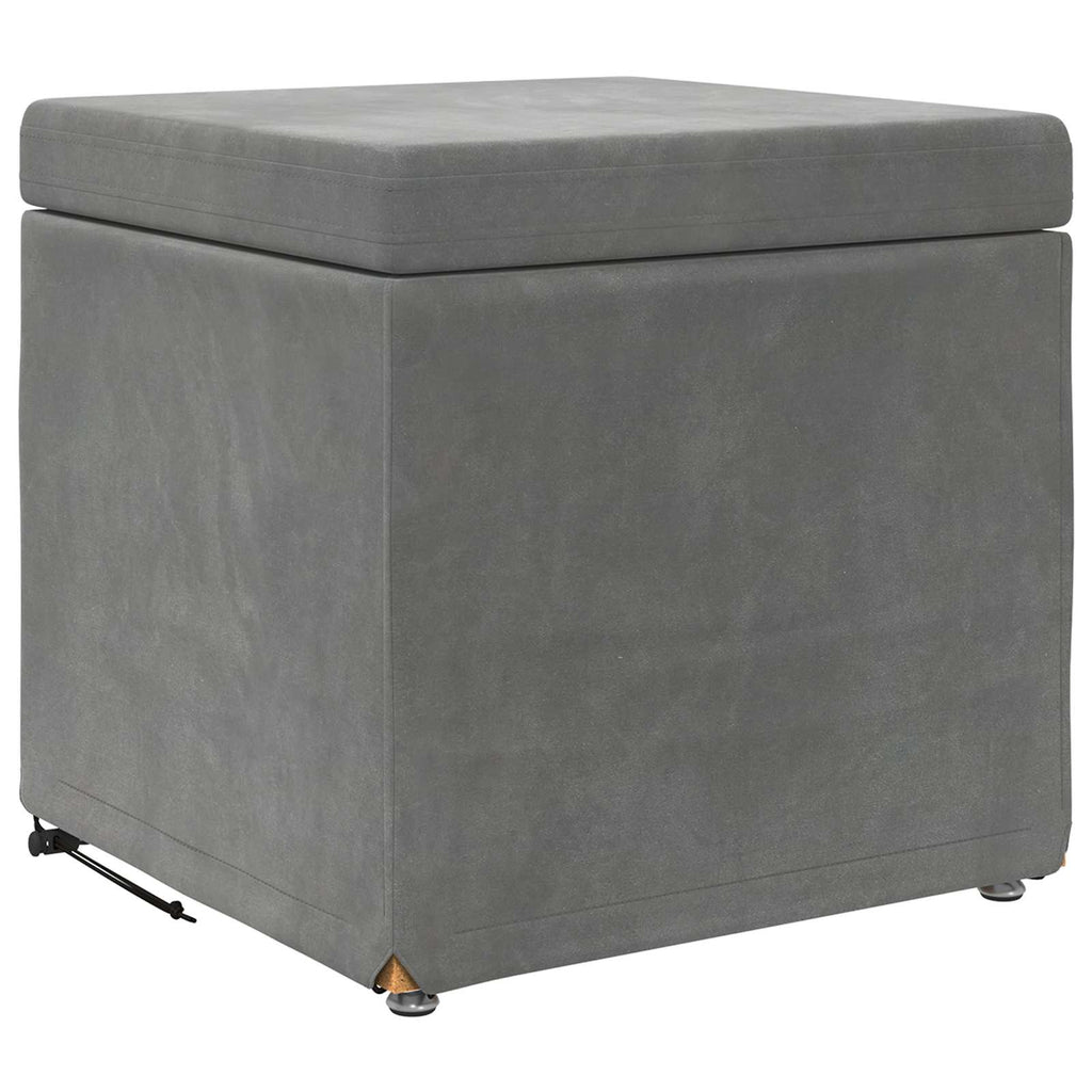Pouf Grigio scuro Velluto e Legno Ingegnerizzato