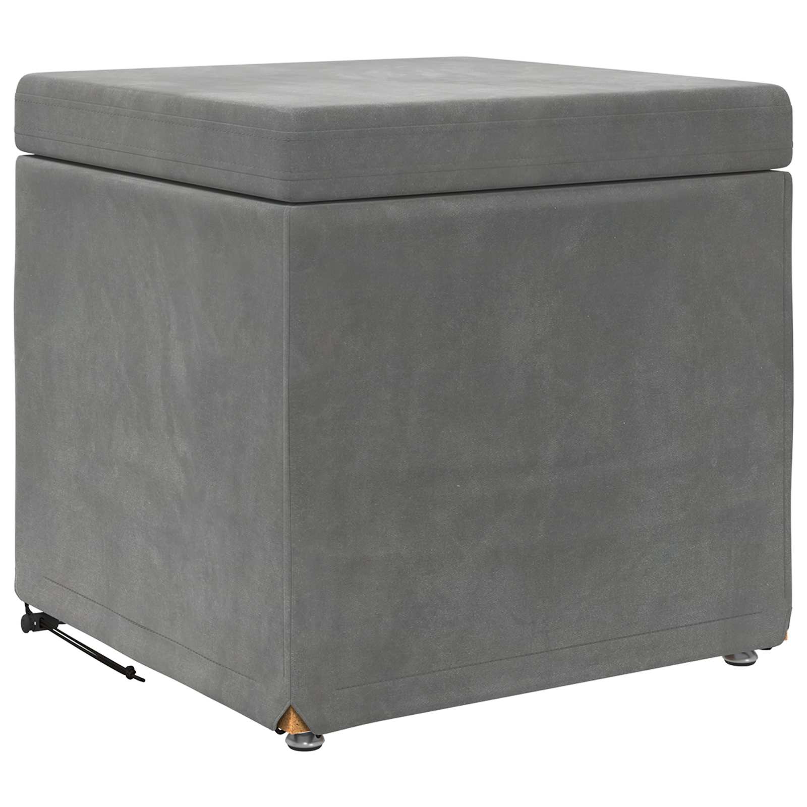 Pouf Grigio scuro Velluto e Legno Ingegnerizzato