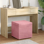 Pouf Rosa 41 x 41 x 40 cm Velluto e Legno Ingegnerizzato