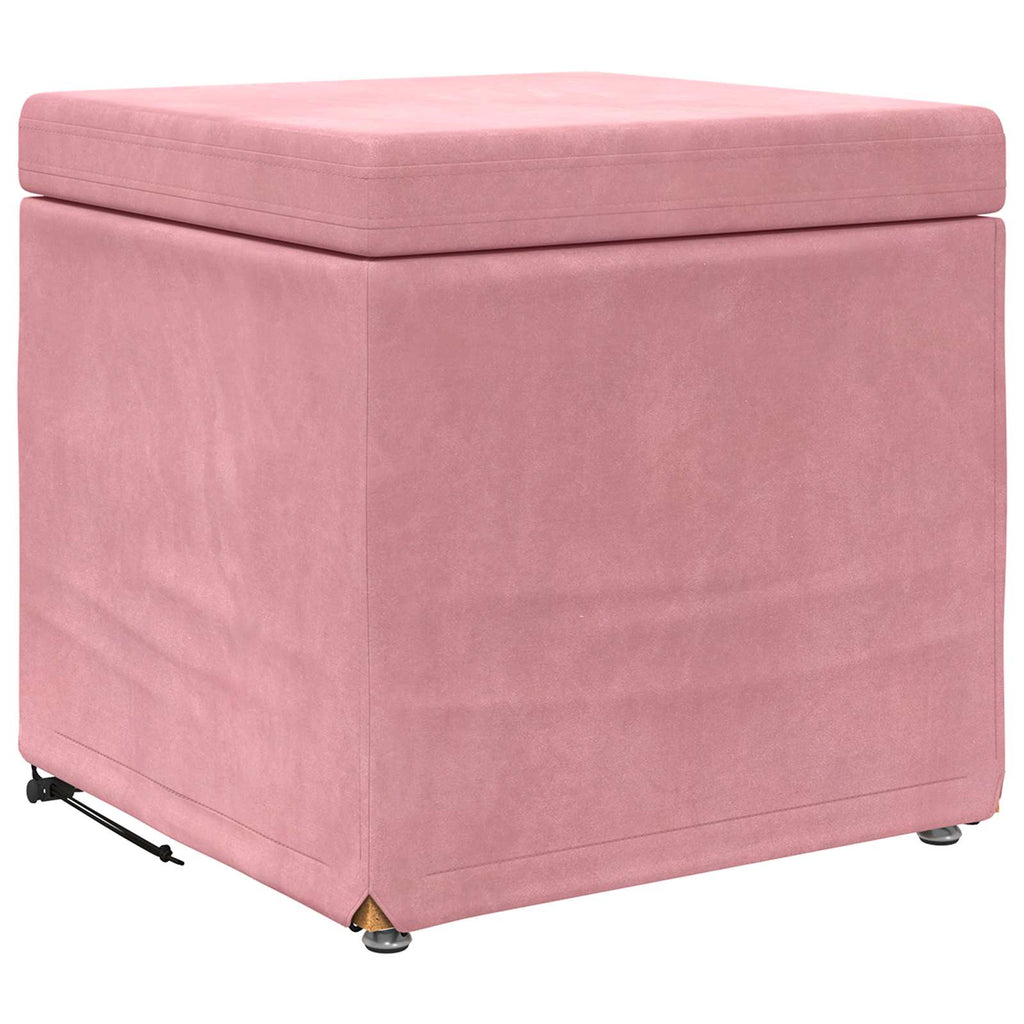 Pouf Rosa 41 x 41 x 40 cm Velluto e Legno Ingegnerizzato