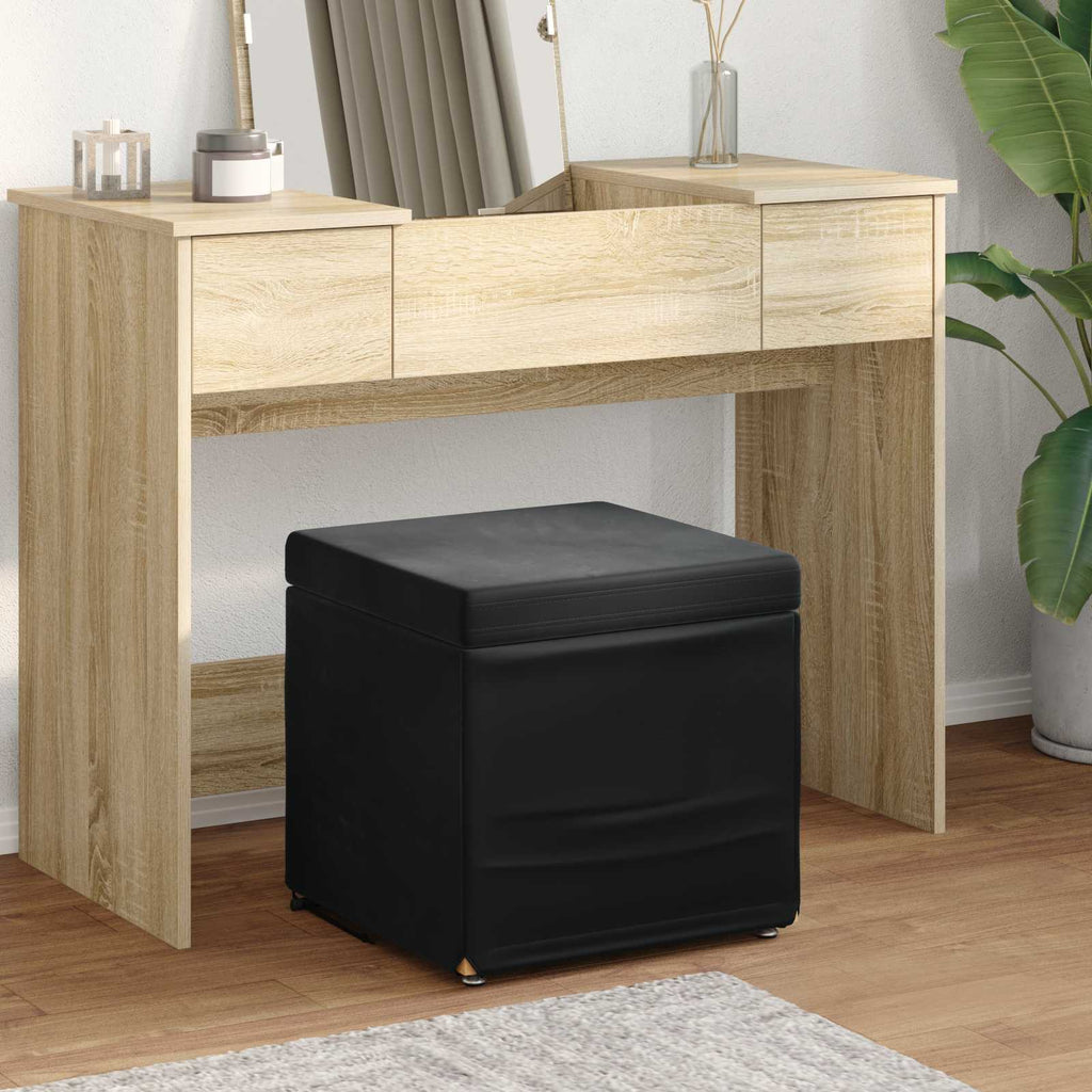 Pouf Nero 41 x 41 x 40 cm Velluto e Legno Ingegnerizzato