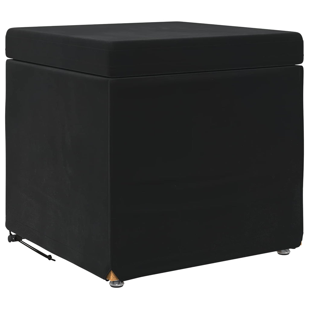 Pouf Nero 41 x 41 x 40 cm Velluto e Legno Ingegnerizzato