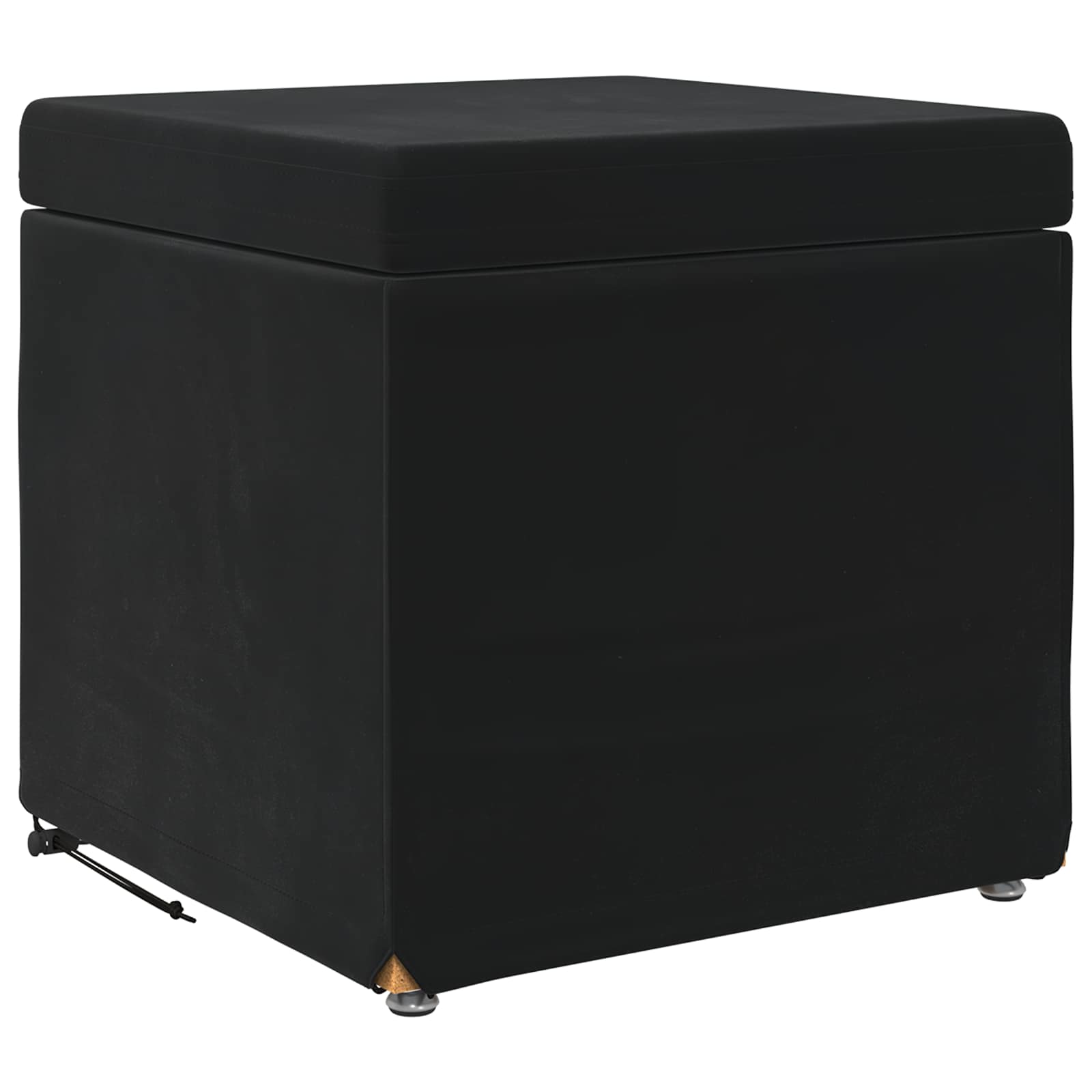 Pouf Nero 41 x 41 x 40 cm Velluto e Legno Ingegnerizzato