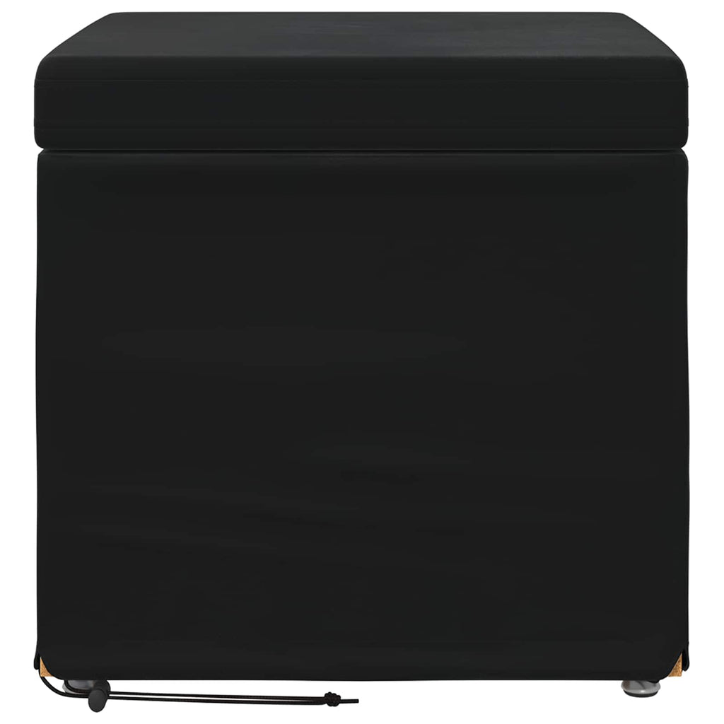 Pouf Nero 41 x 41 x 40 cm Velluto e Legno Ingegnerizzato