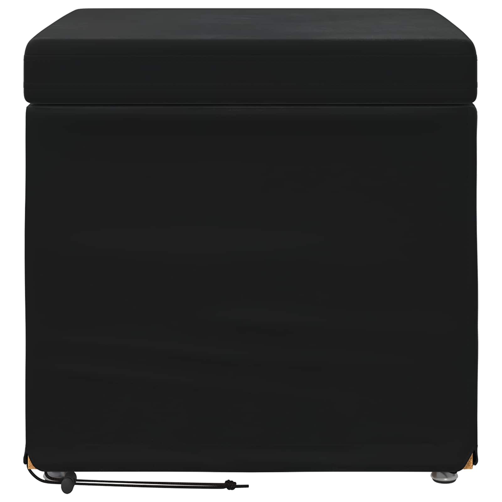 Pouf Nero 41 x 41 x 40 cm Velluto e Legno Ingegnerizzato