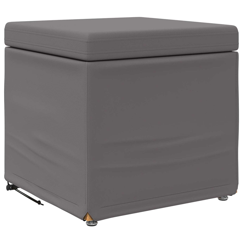 Pouf Grigio Pelle Sintetica e Legno Ingegnerizzato