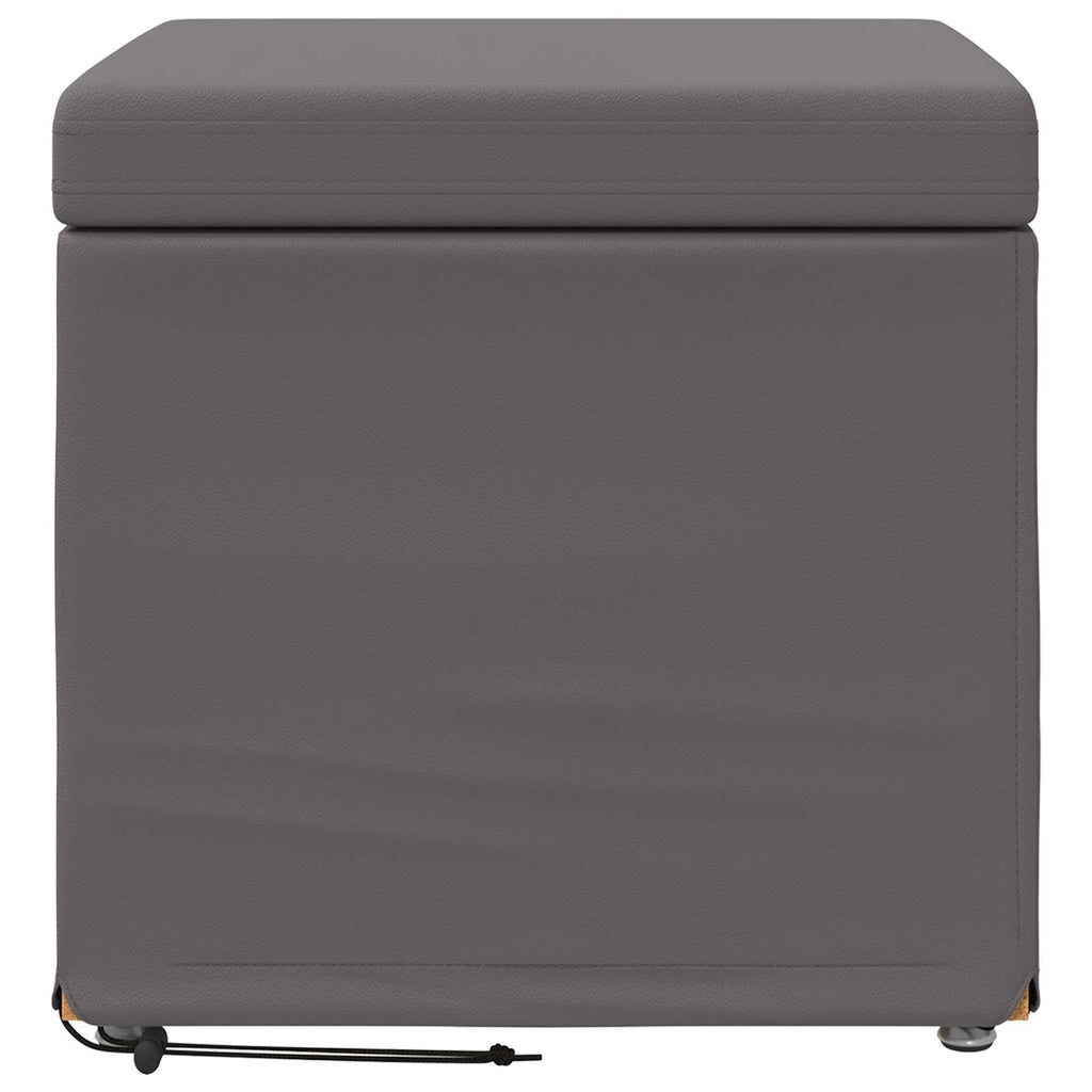 Pouf Grigio Pelle Sintetica e Legno Ingegnerizzato