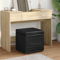 Pouf Nero Pelle Sintetica e Legno Ingegnerizzato