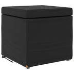 Pouf Nero Pelle Sintetica e Legno Ingegnerizzato