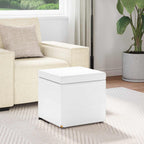Pouf Bianco Pelle Sintetica e Legno Ingegnerizzato