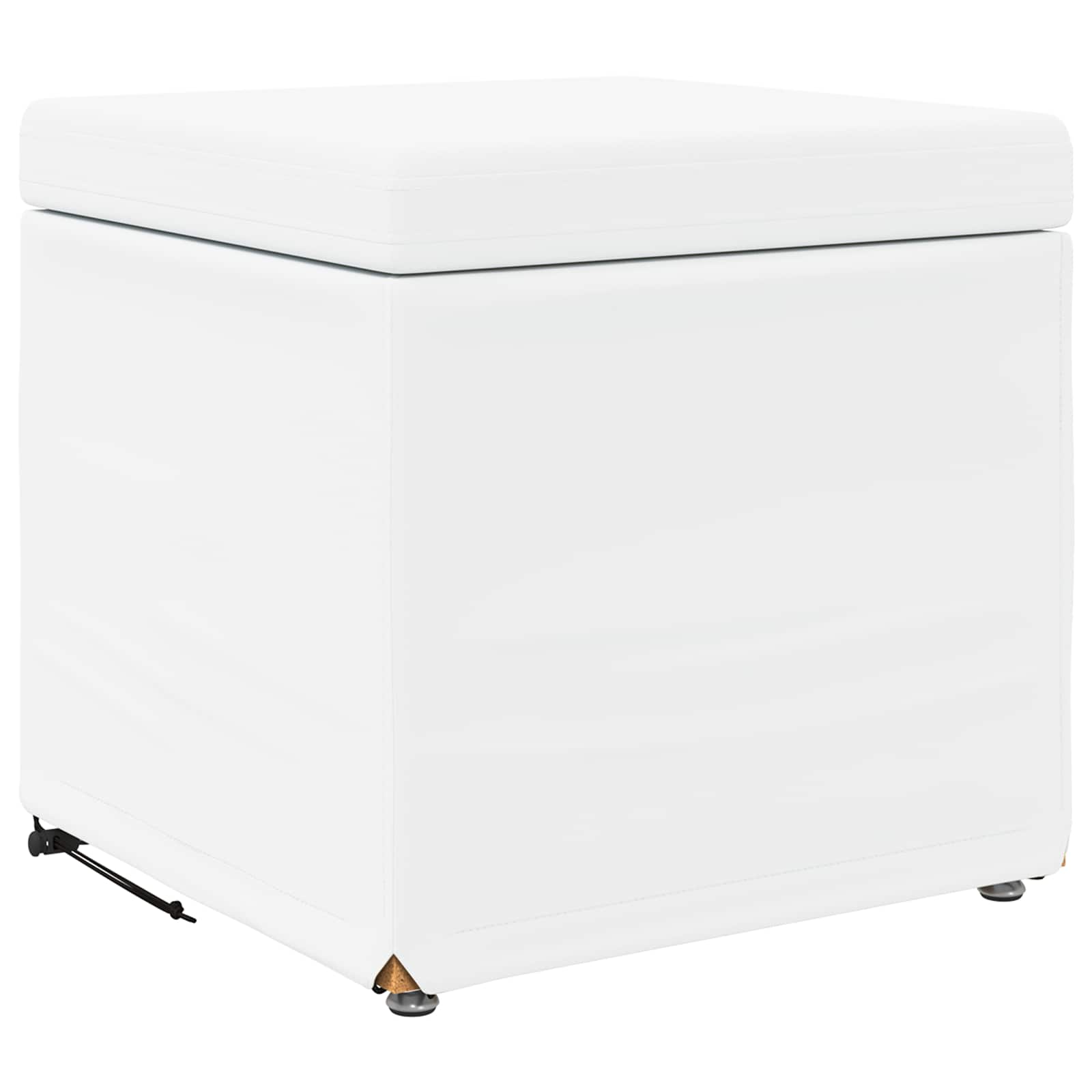 Pouf Bianco Pelle Sintetica e Legno Ingegnerizzato