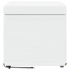 Pouf Bianco Pelle Sintetica e Legno Ingegnerizzato