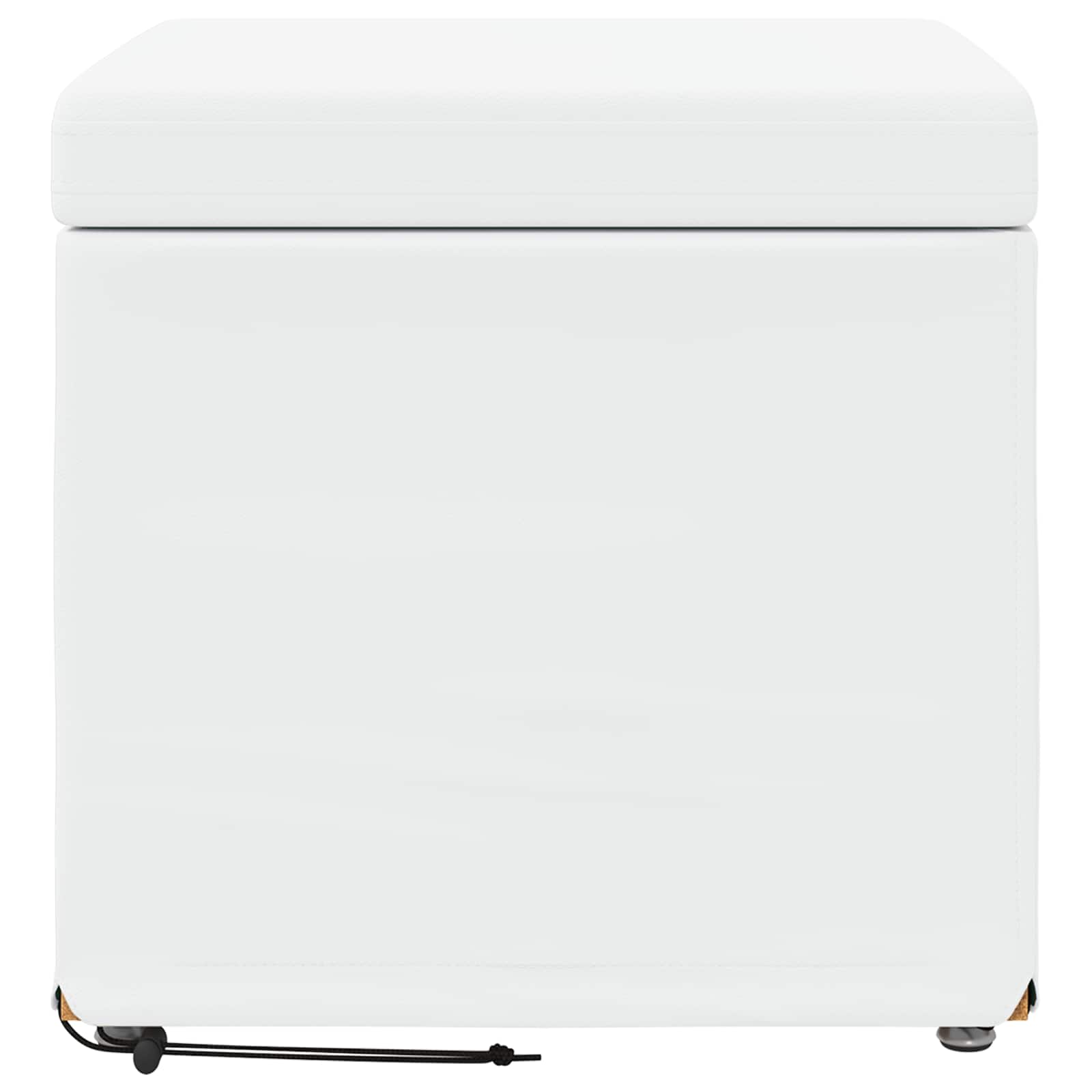 Pouf Bianco Pelle Sintetica e Legno Ingegnerizzato