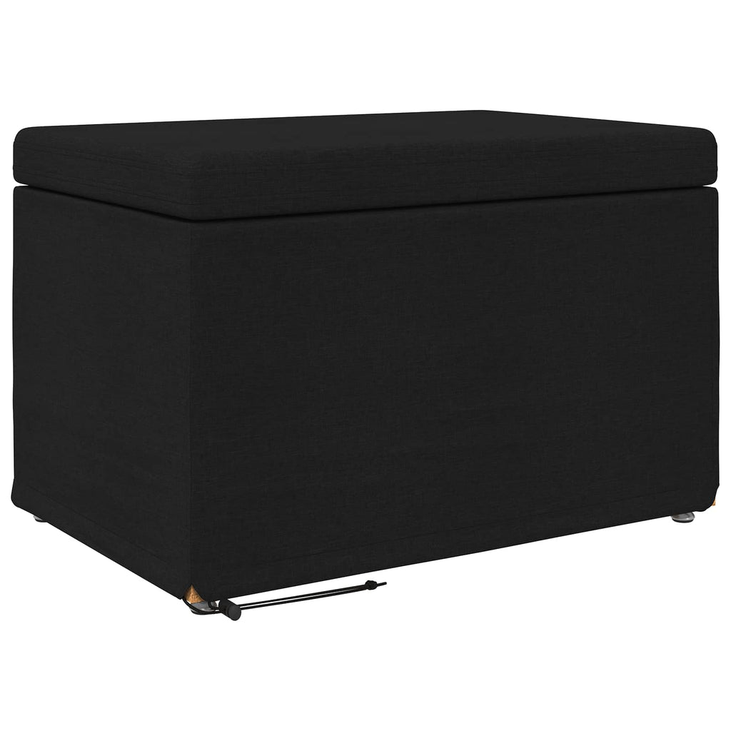 Pouf Nero 61 x 41 x 40 cm Tessuto e Legno Ingegnerizzato