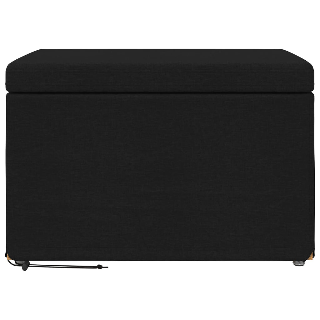 Pouf Nero 61 x 41 x 40 cm Tessuto e Legno Ingegnerizzato